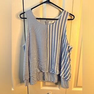 Crown And Ivy Women’s Navy White Striped Sleeveless Top Nautical Size XLP